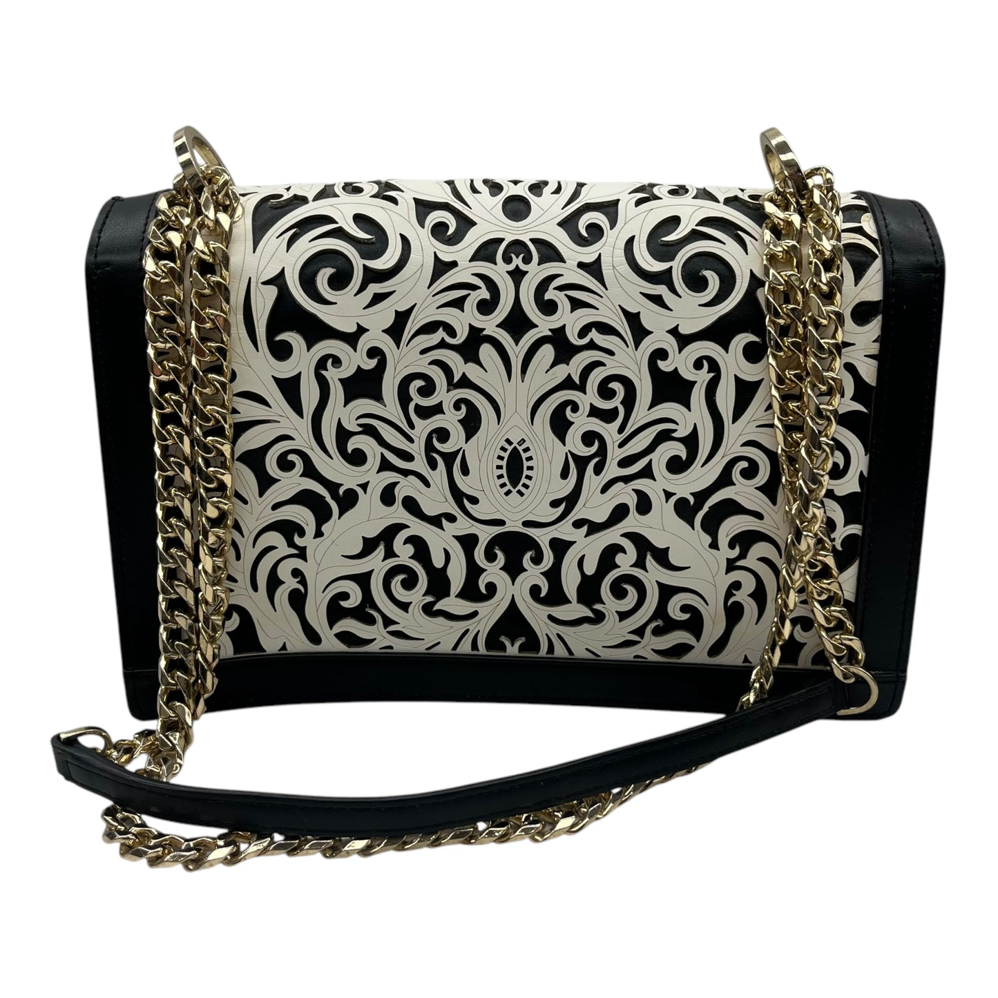 Handbag Designer By Roberto Cavalli In Black & White, Size:Medium