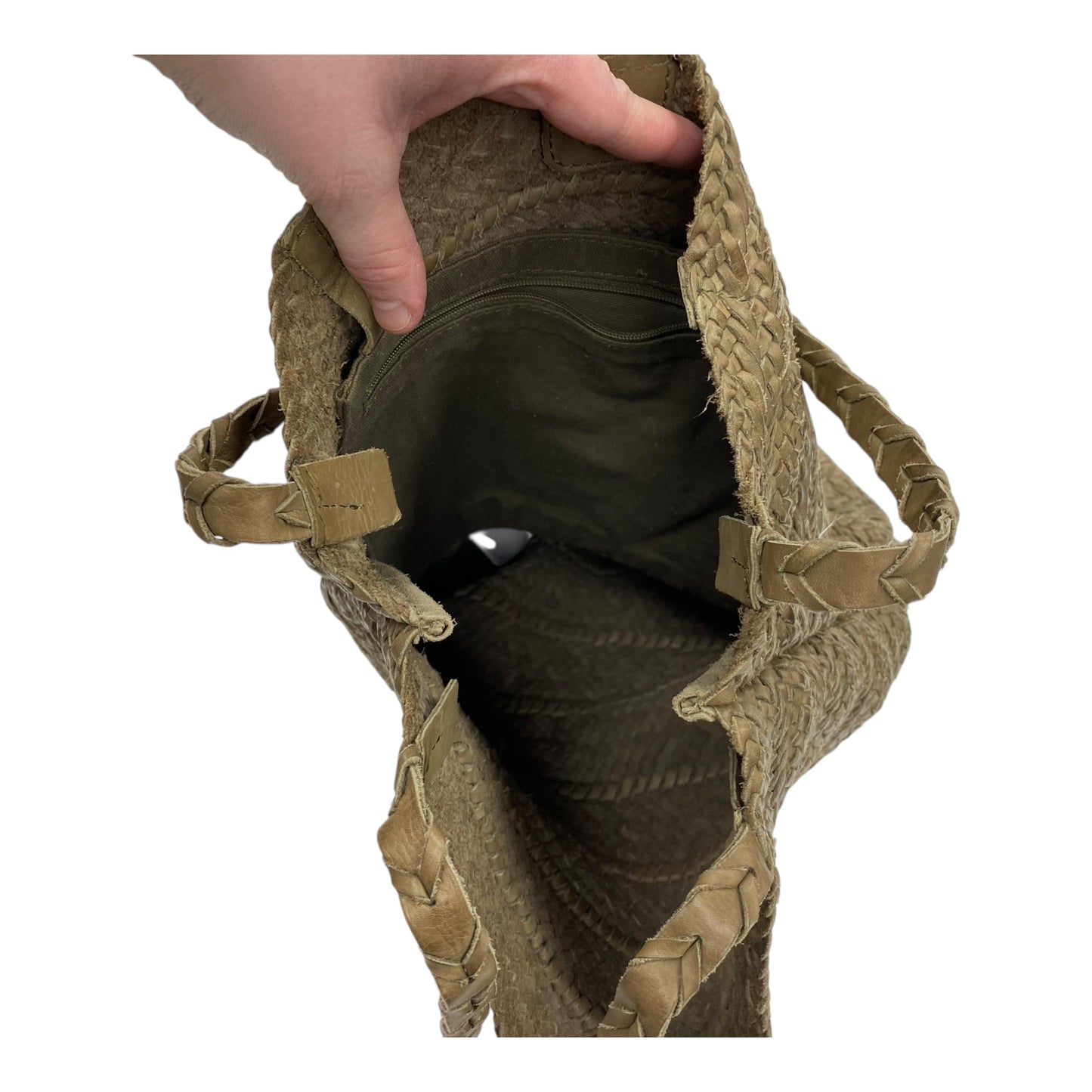 Tote Leather By Clothes Mentor In Tan, Size:Medium