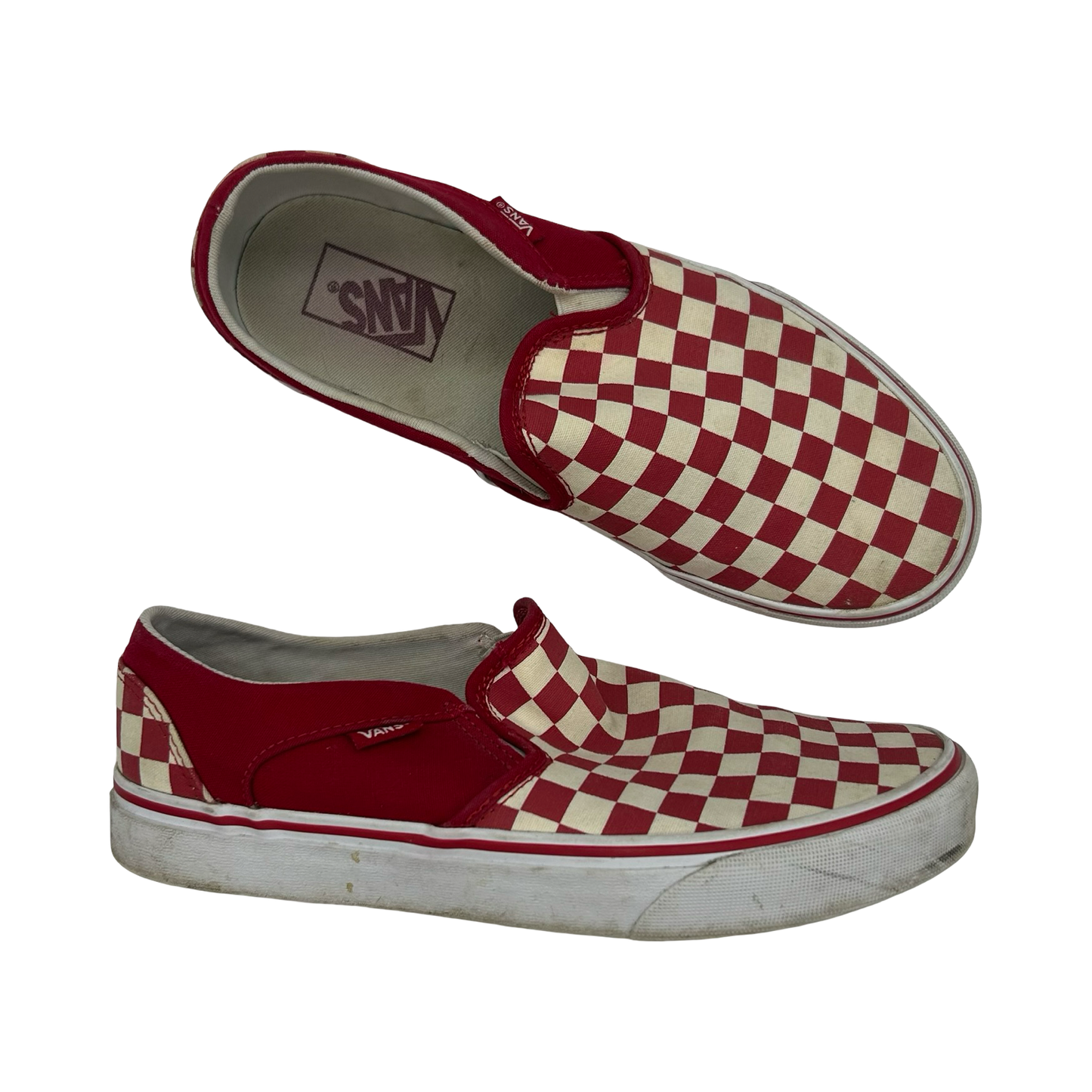 Shoes Flats By Vans In Cream & Red, Size:9.5