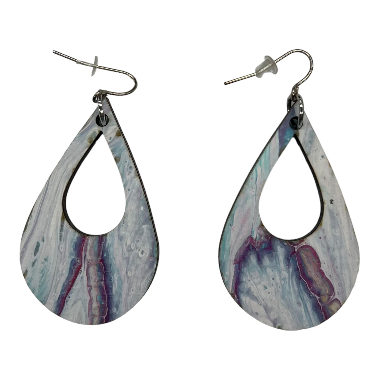 PURPLE & WHITE EARRINGS DANGLE/DROP by CMF