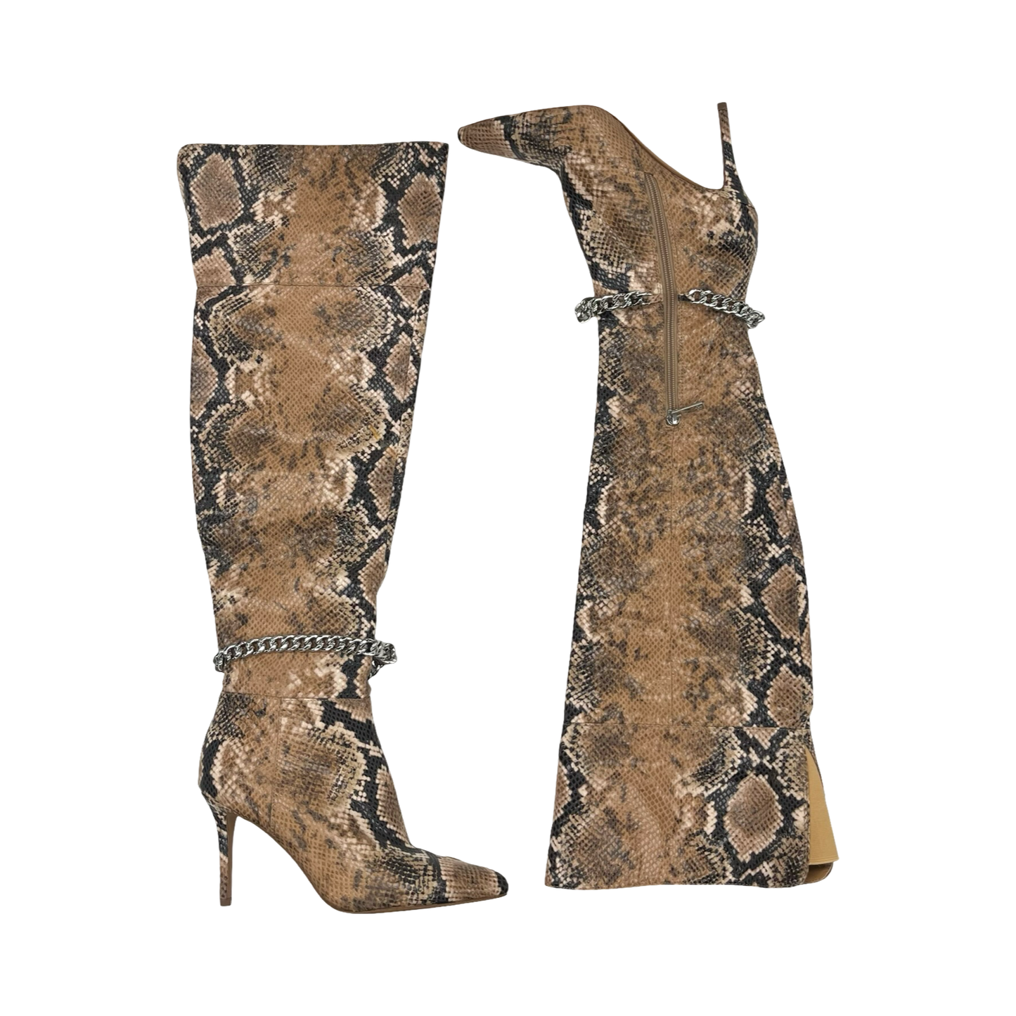 Boots Knee Heels By Jessica Simpson In Snakeskin Print, Size:7