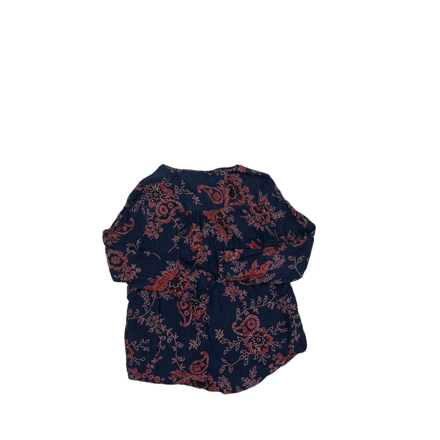 Blouse Ls By Lucky Brand In Blue & Red, Size:L