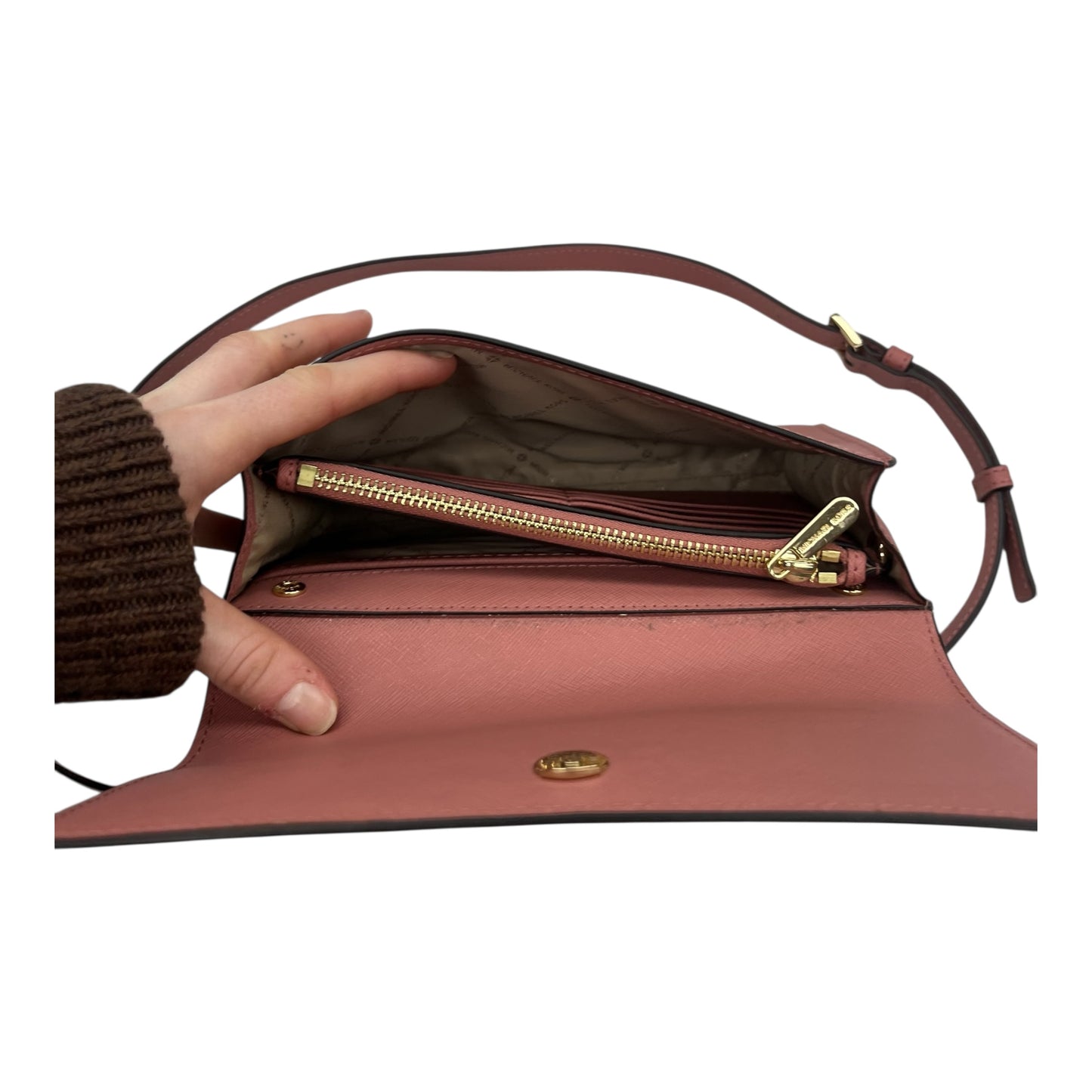 Crossbody Designer By Michael Kors In Pink, Size:Small