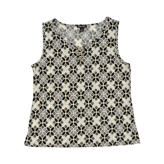 Blouse Sleeveless By By Design In Black & Tan, Size:Xl