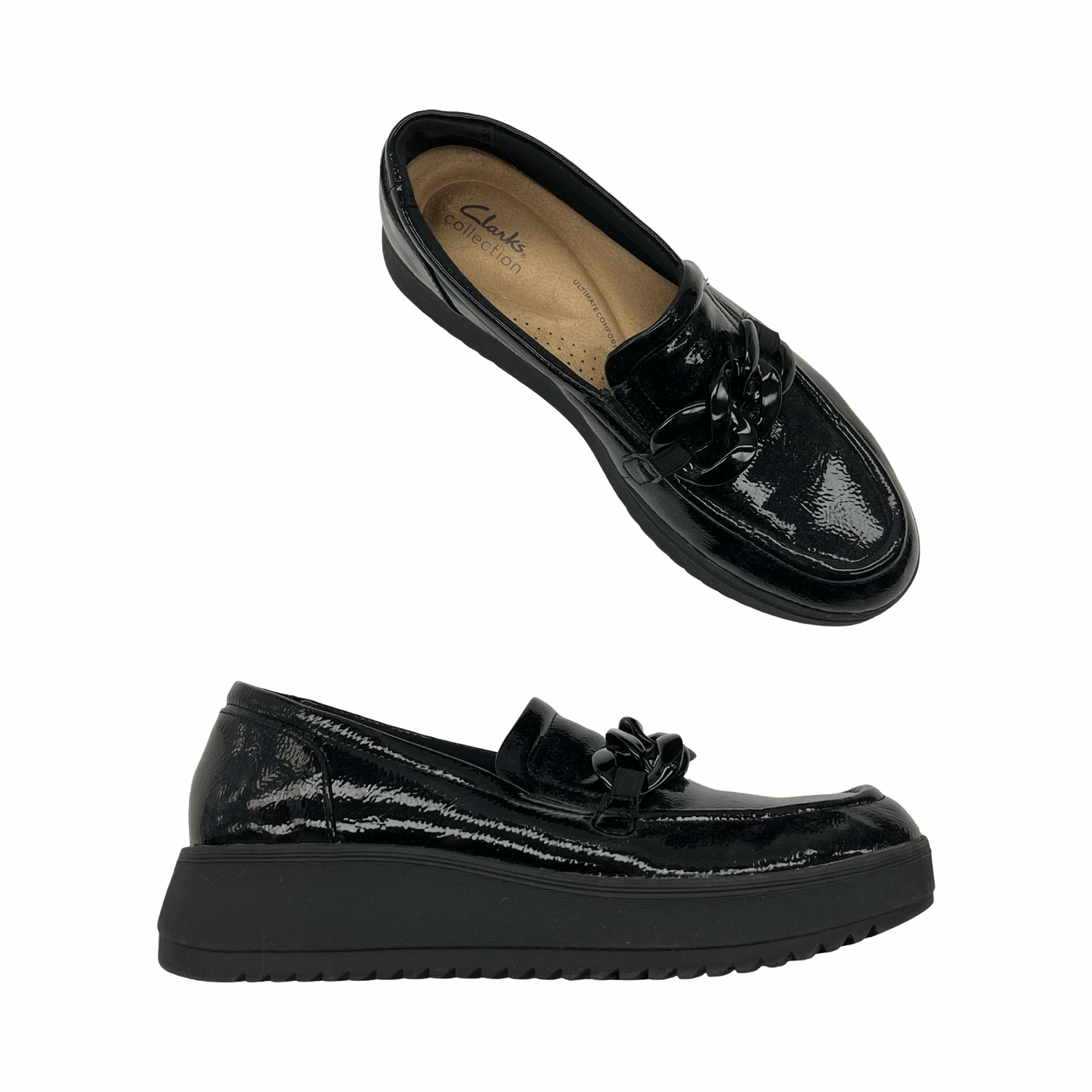 Shoes Heels Wedge By Clarks In Black, Size:10