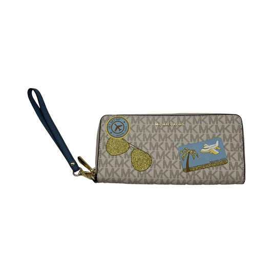 Wallet Designer By Michael Kors In Blue & Tan, Size:Large