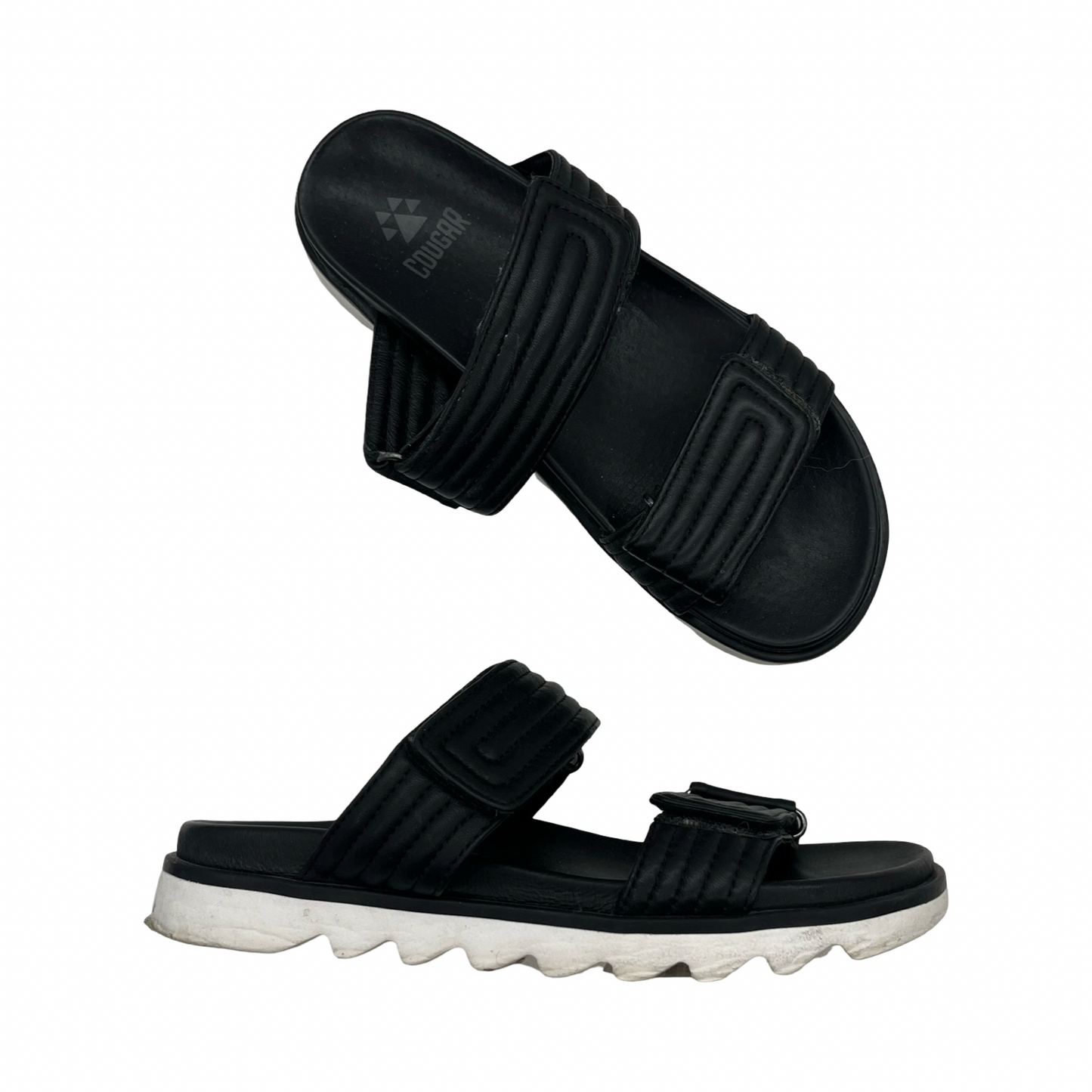 Sandals Flats By Clothes Mentor In Black, Size:7.5