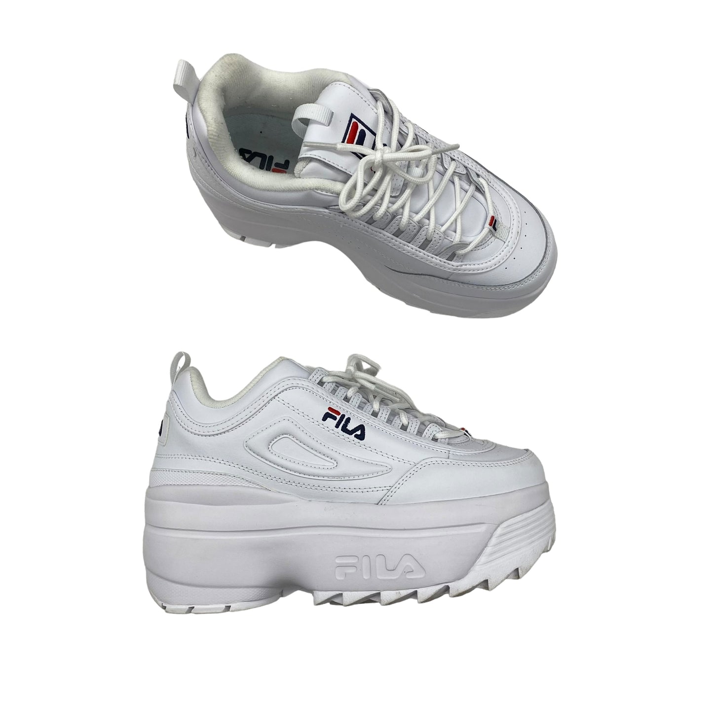 WHITE SHOES SNEAKERS PLATFORM by FILA Size:8.5