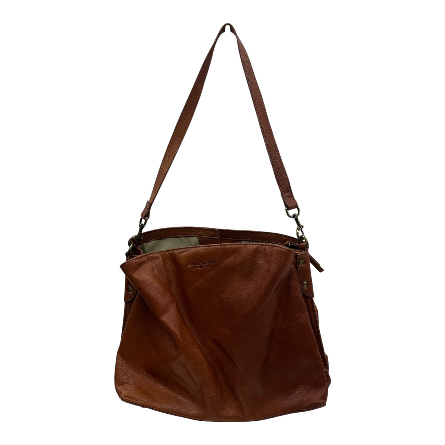 Handbag Leather By Clothes Mentor In Brown, Size:Medium