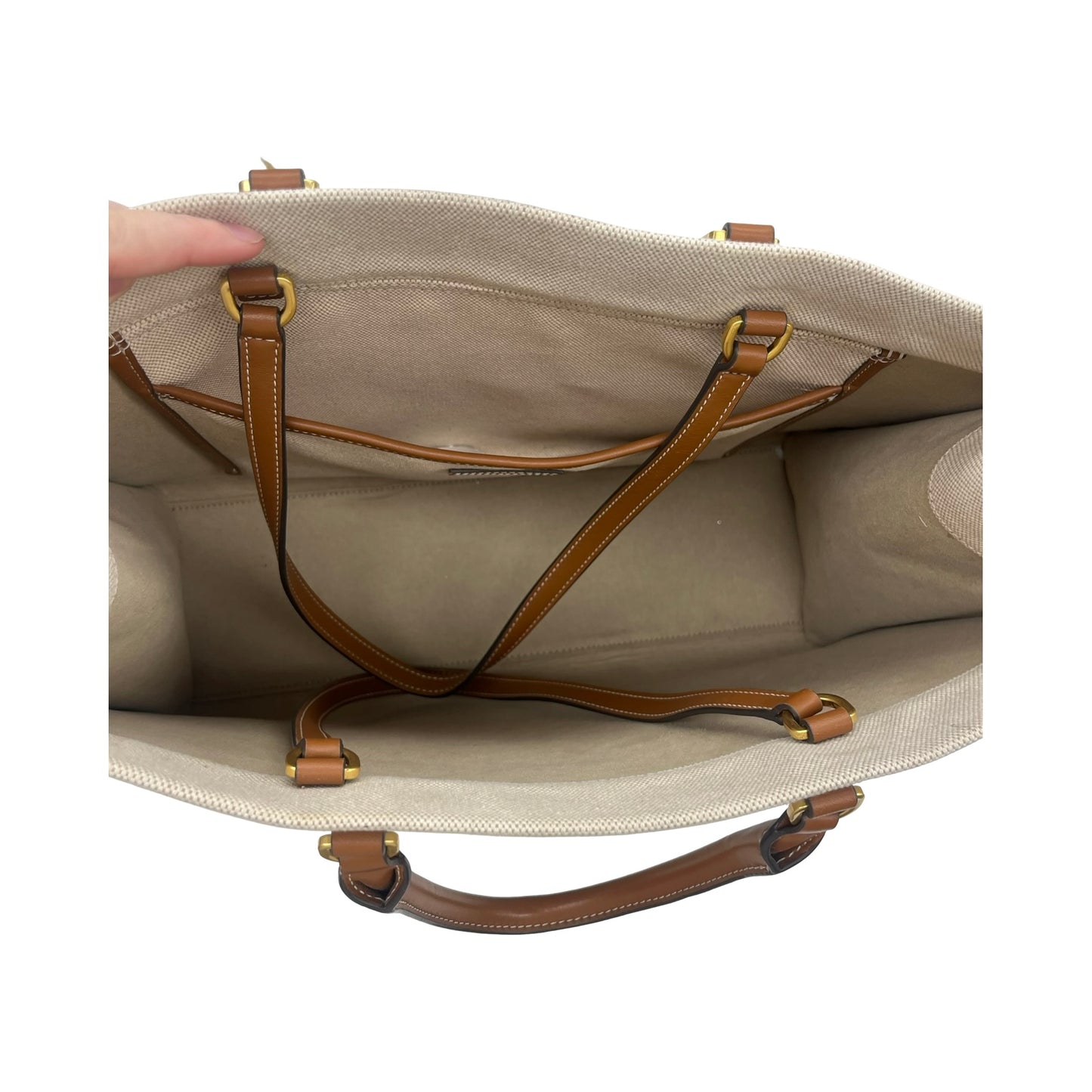 Tote Designer By Tory Burch In Brown & Cream, Size:Large