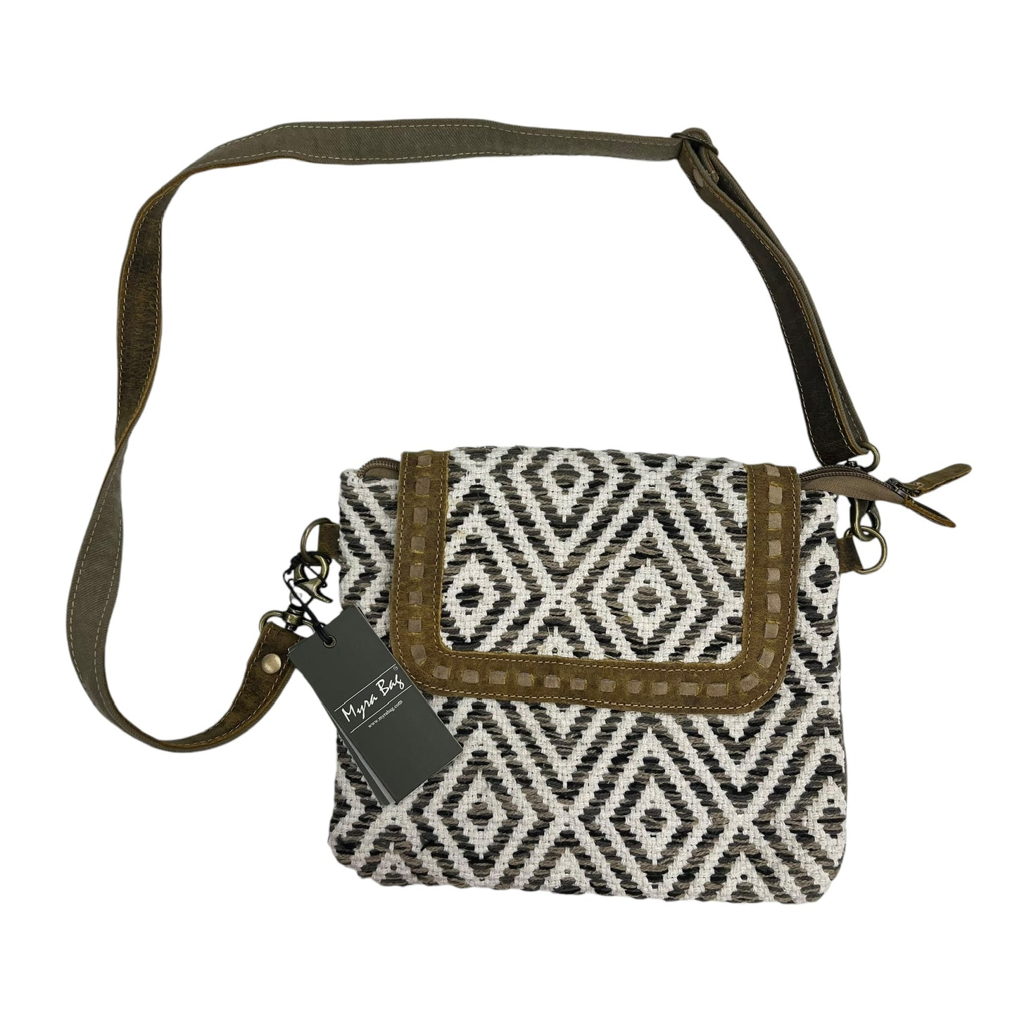 Crossbody By Myra In Brown & Cream, Size:Medium