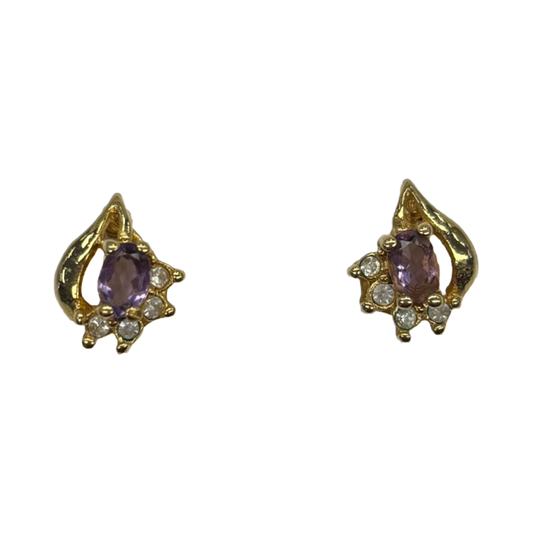 Earrings Stud By Clothes Mentor In Gold & Purple