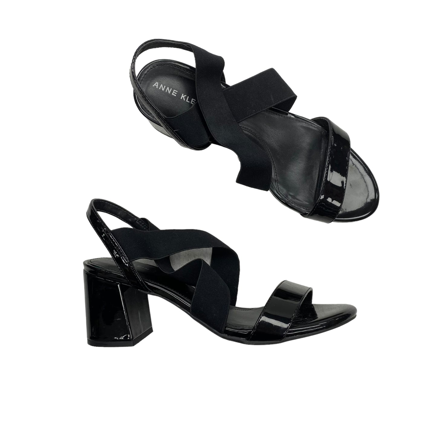 BLACK SANDALS HEELS BLOCK by ANNE KLEIN Size:7.5