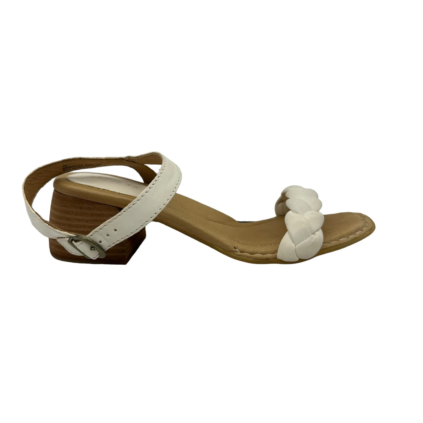 WHITE BORN SANDALS HEELS BLOCK, Size 8