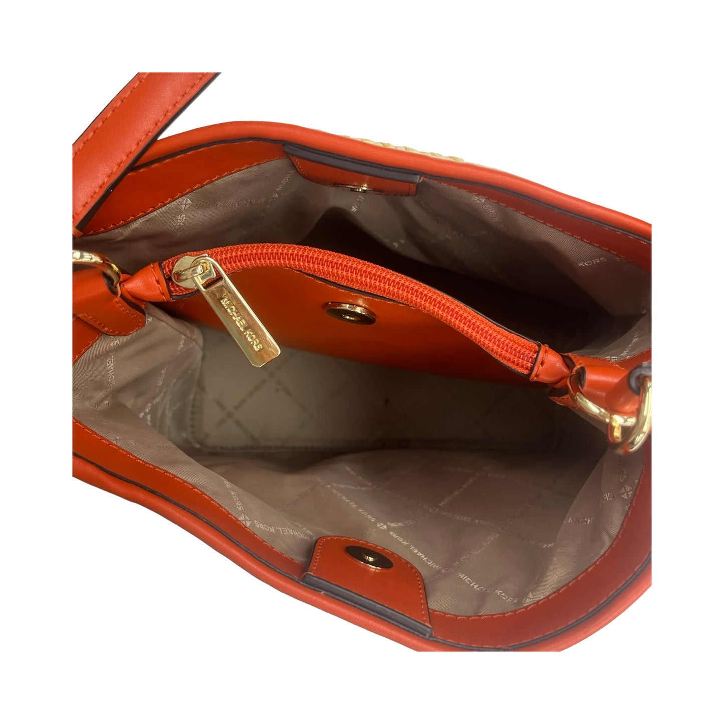 Handbag Designer By Michael Kors In Brown & Orange, Size:Medium