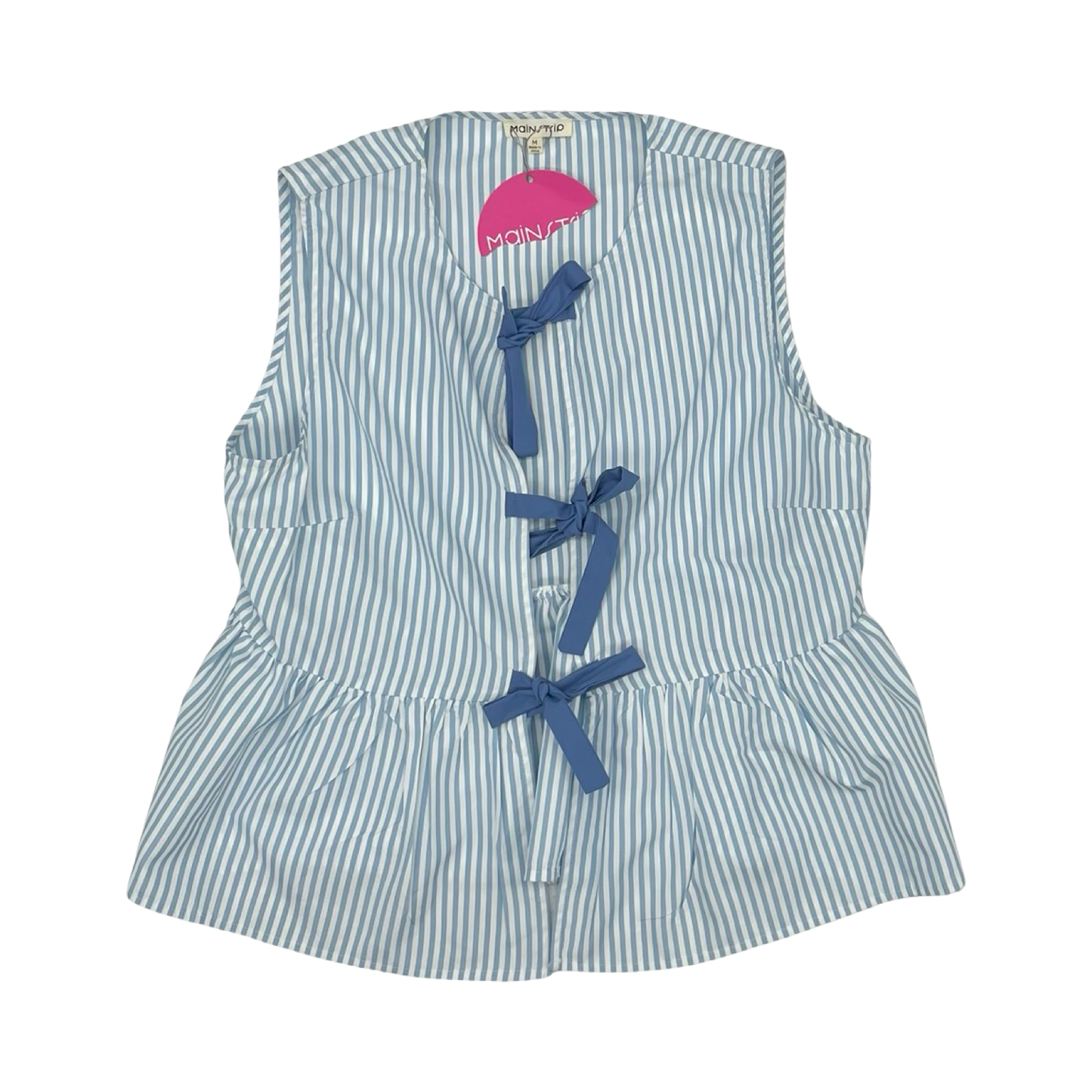Top Sleeveless By Main Strip In Blue & White, Size:M
