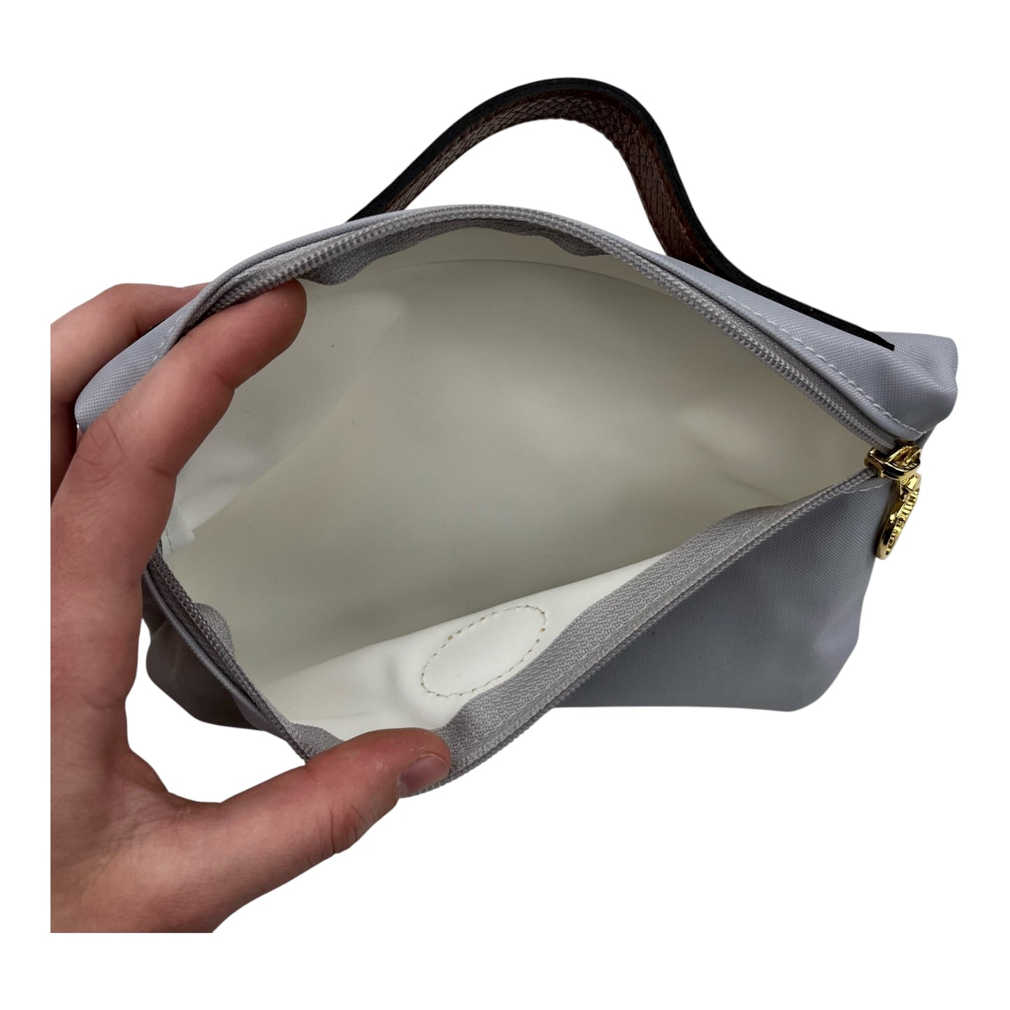 Makeup Bag Designer By Longchamp In Grey, Size:Small