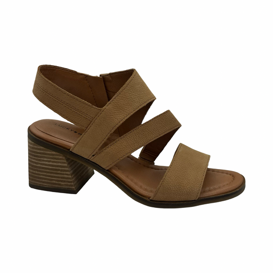 Sandals Heels Block By Lucky Brand In Brown, Size:9