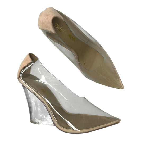 Shoes Heels Wedge By Fashion Nova In Clear, Size:9