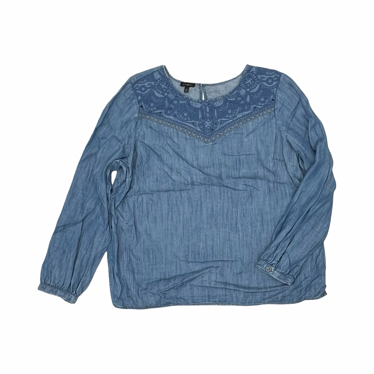 Blouse Ls By Talbots In Blue Denim, Size:Xl