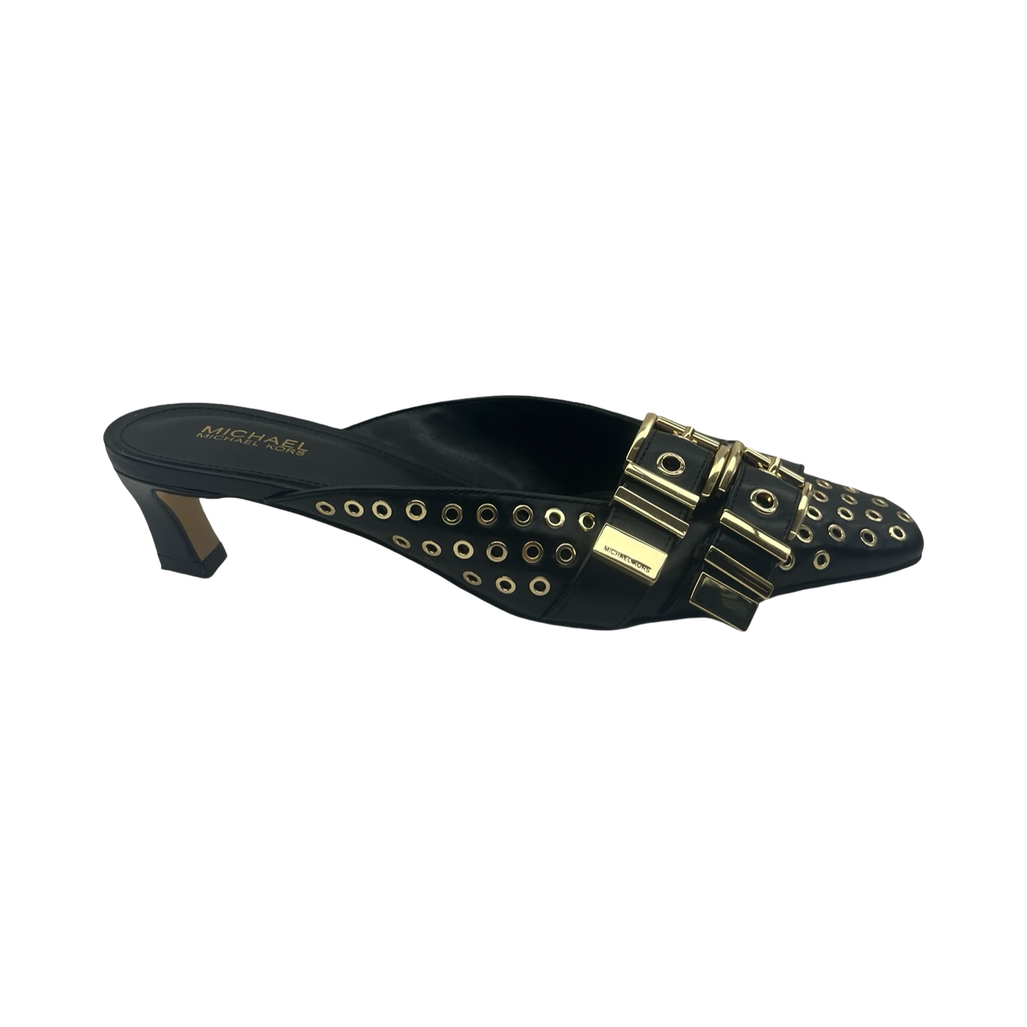 Shoes Designer By Michael Kors In Black & Gold, Size:6