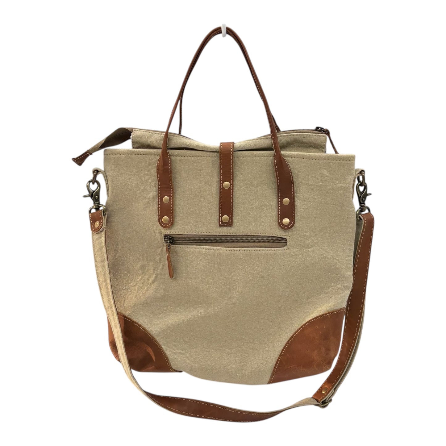 Handbag By Myra In Grey & Tan, Size:Medium