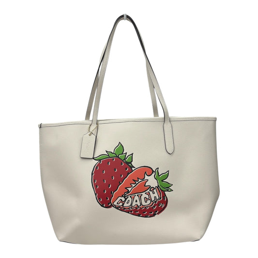 Handbag Designer By Coach In Cream, Size:Large