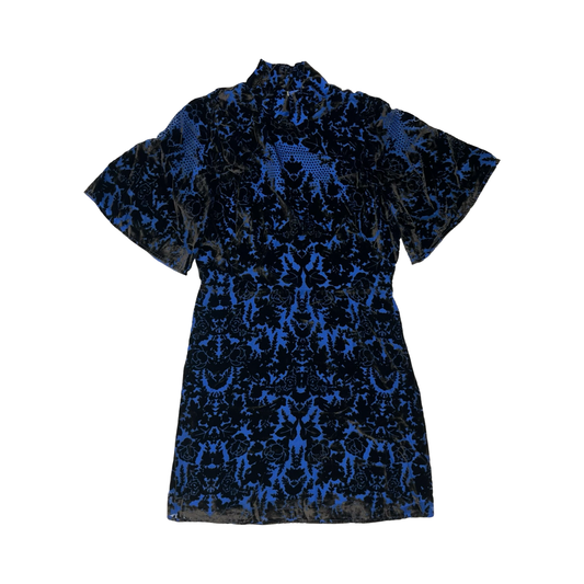 Dress Party Short By Anthropologie In Black & Blue, Size:8