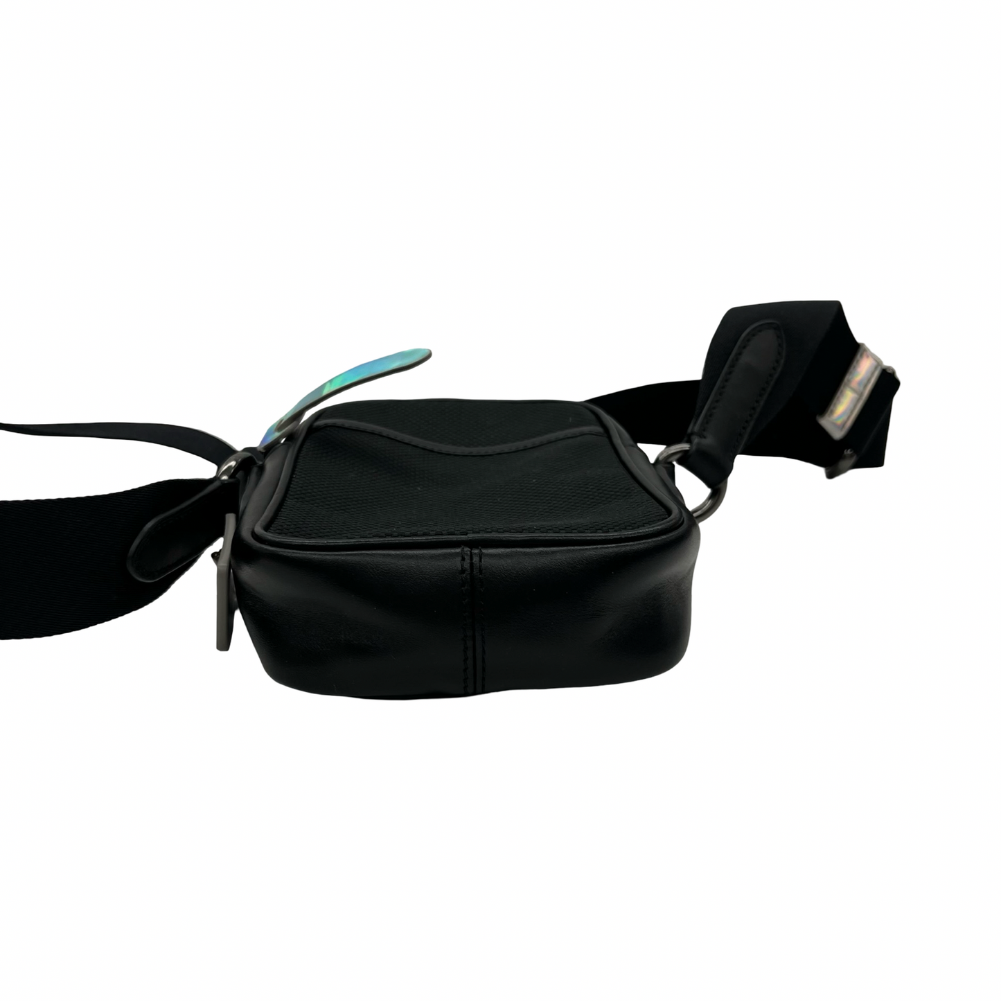 Crossbody Designer By Coach In Black & Silver, Size:Small