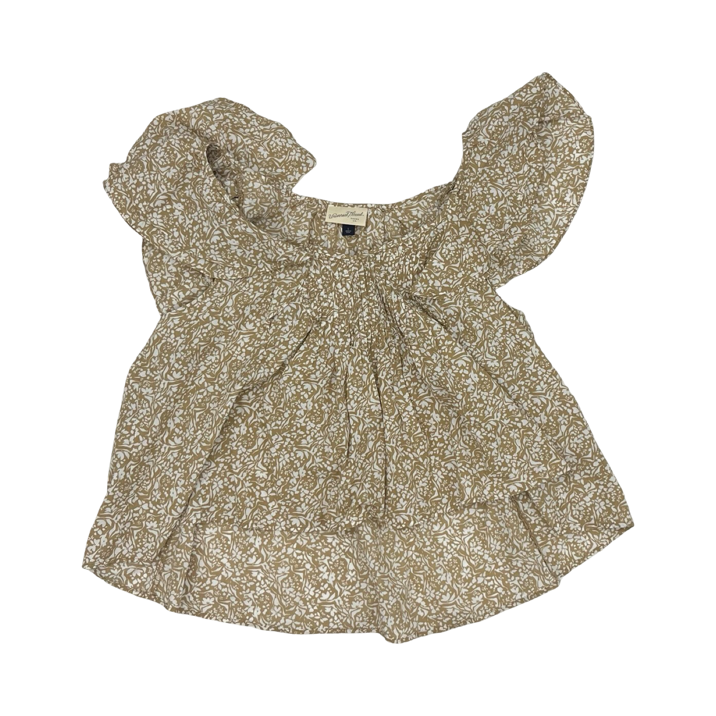 Blouse SS By Universal Thread In Brown & Cream, Size:L