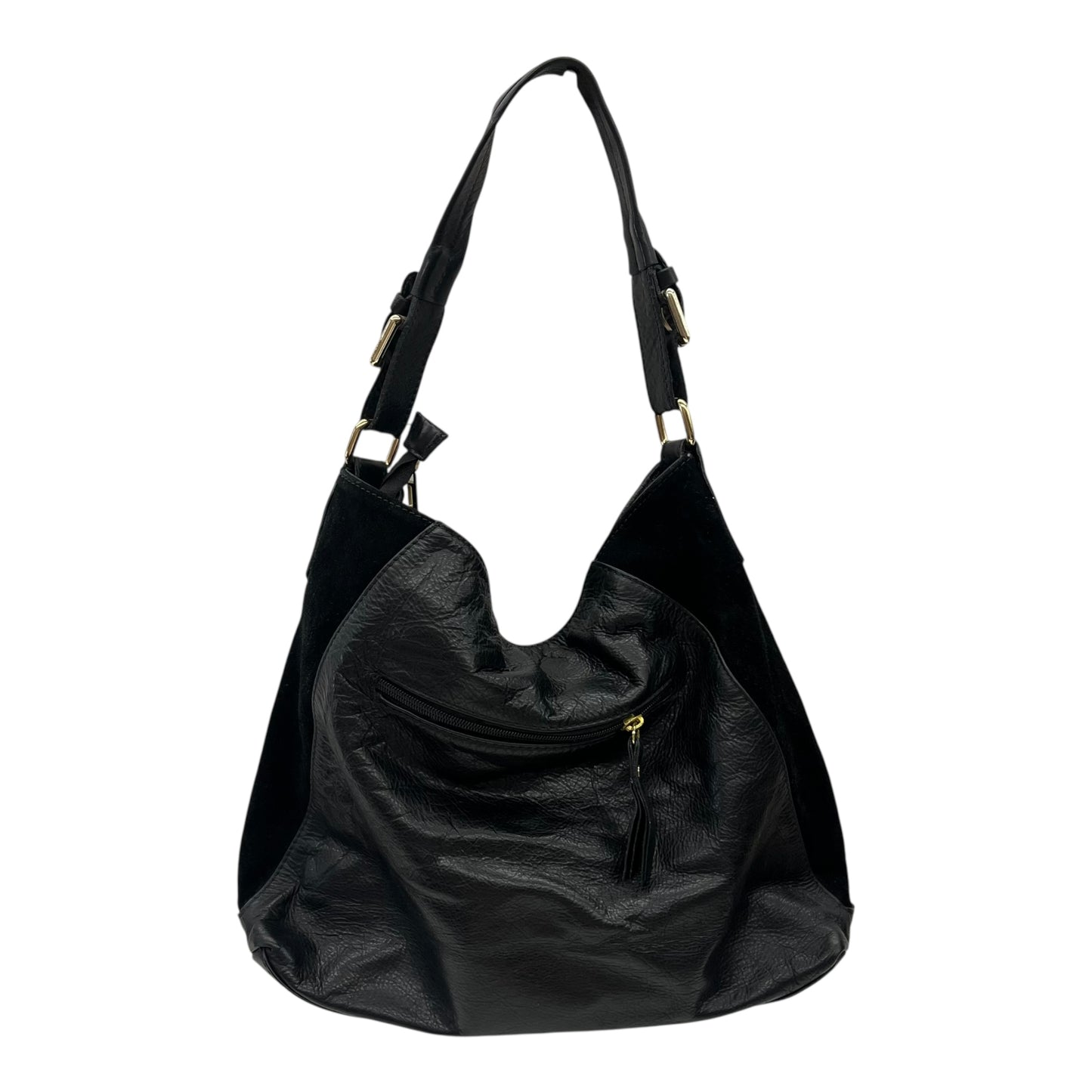 Handbag Leather By Clothes Mentor In Black, Size:Medium