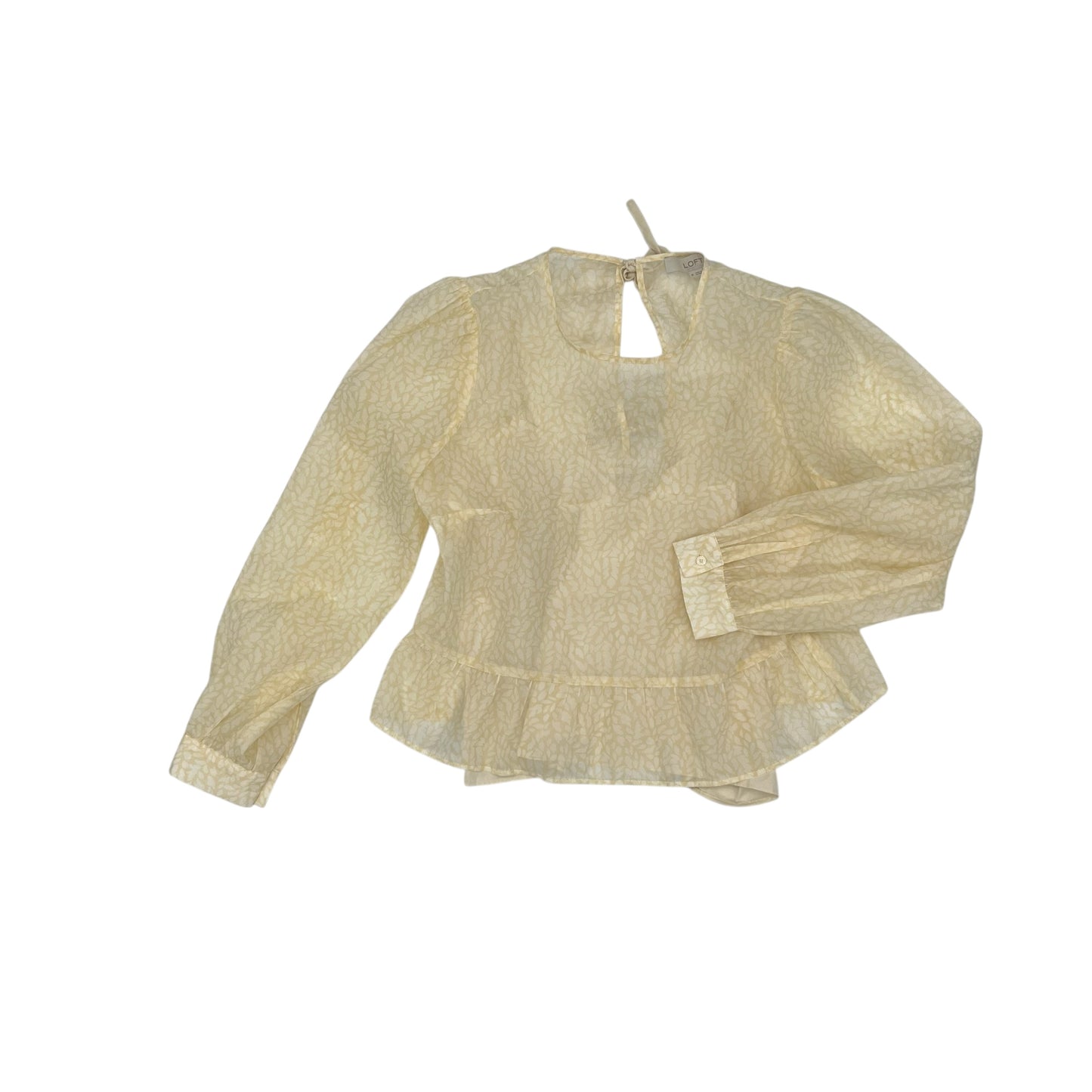 Blouse Ls By Loft In Cream, Size:M