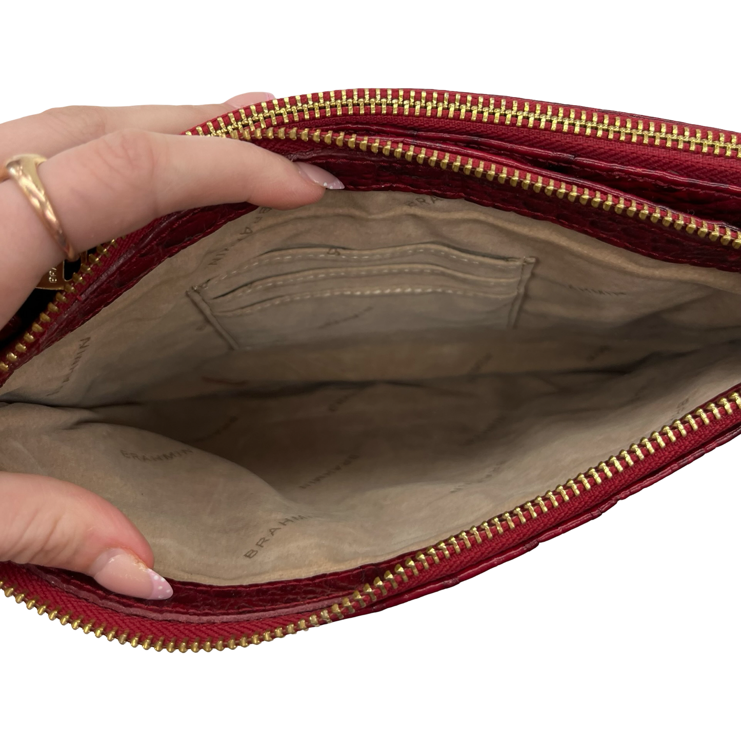 Crossbody Designer By Brahmin In Red, Size:Small