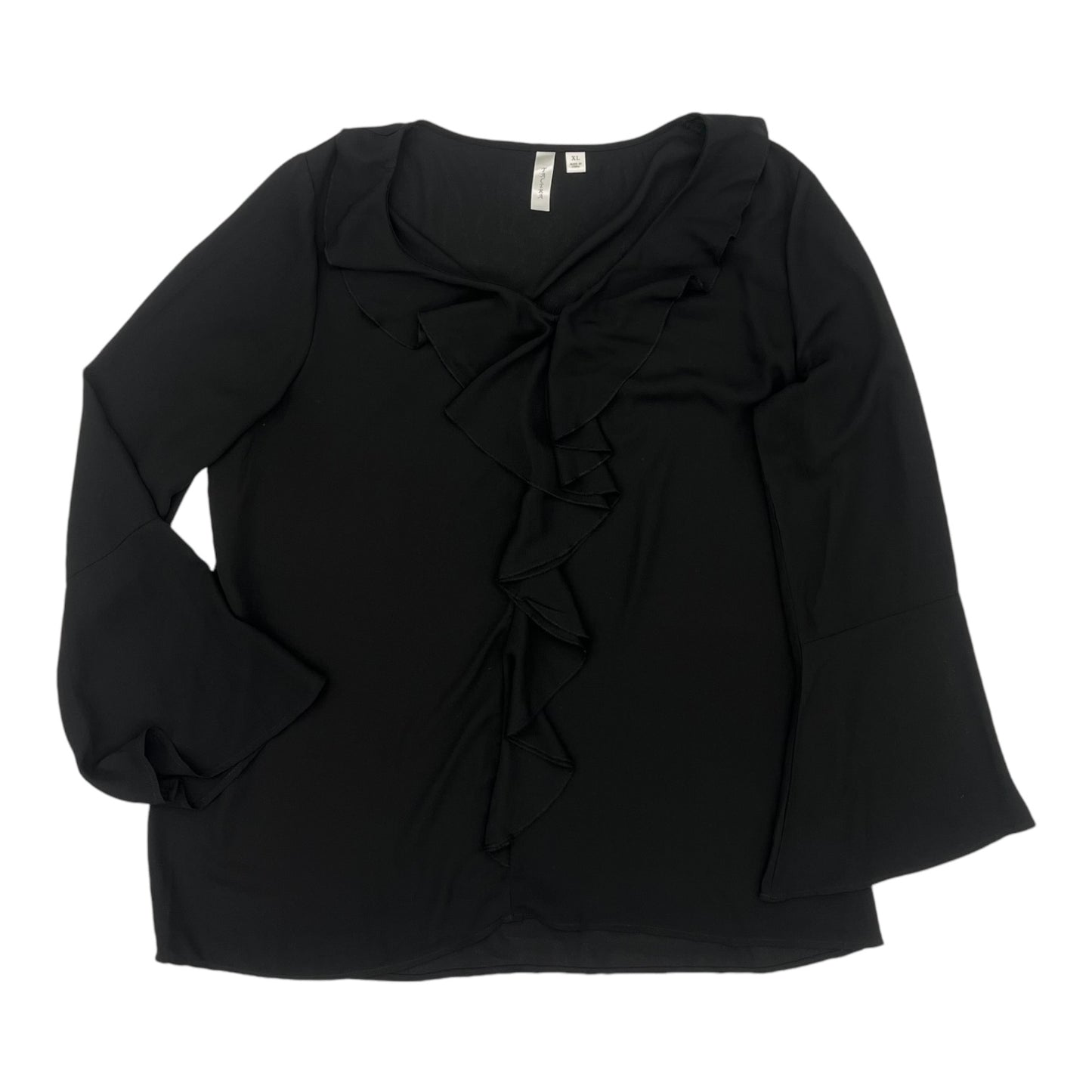 Blouse Ls By Tacera In Black, Size:Xl