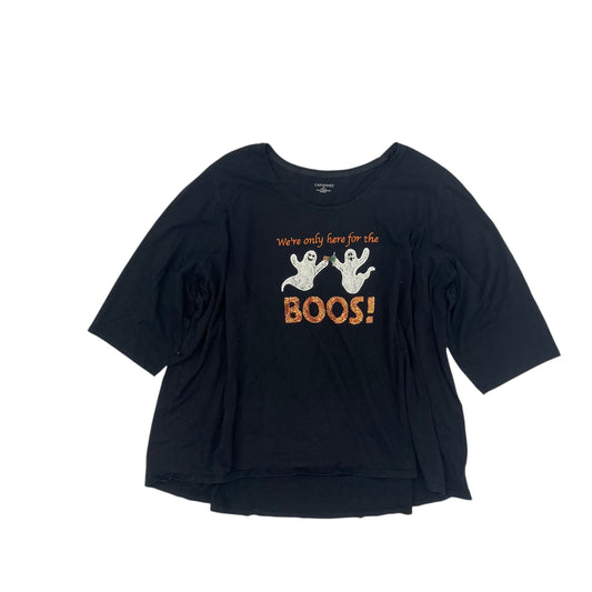 Top 3/4 Sleeve Basic By Clothes Mentor In Black, Size:4X