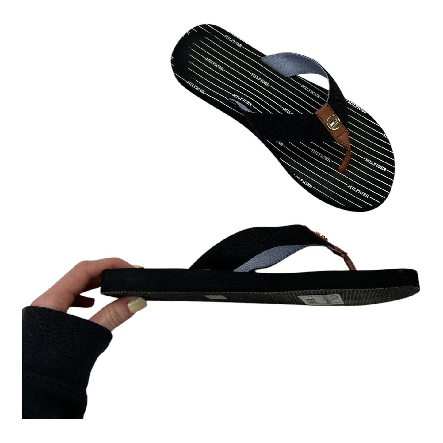 Sandals Flip Flops By Tommy Hilfiger In Black, Size:8