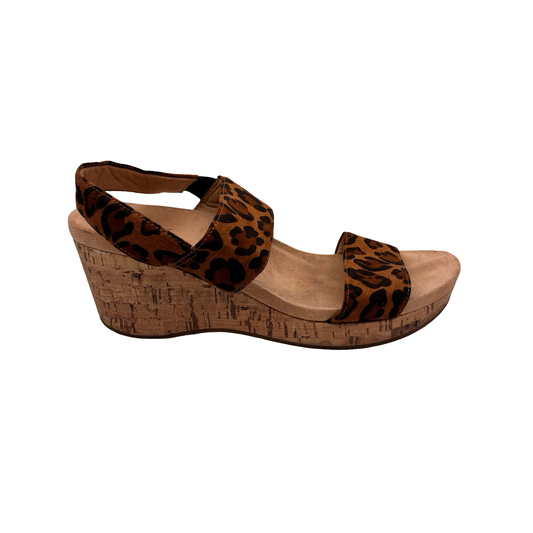 Sandals Heels Wedge By Life Stride In Leopard Print, Size:9.5