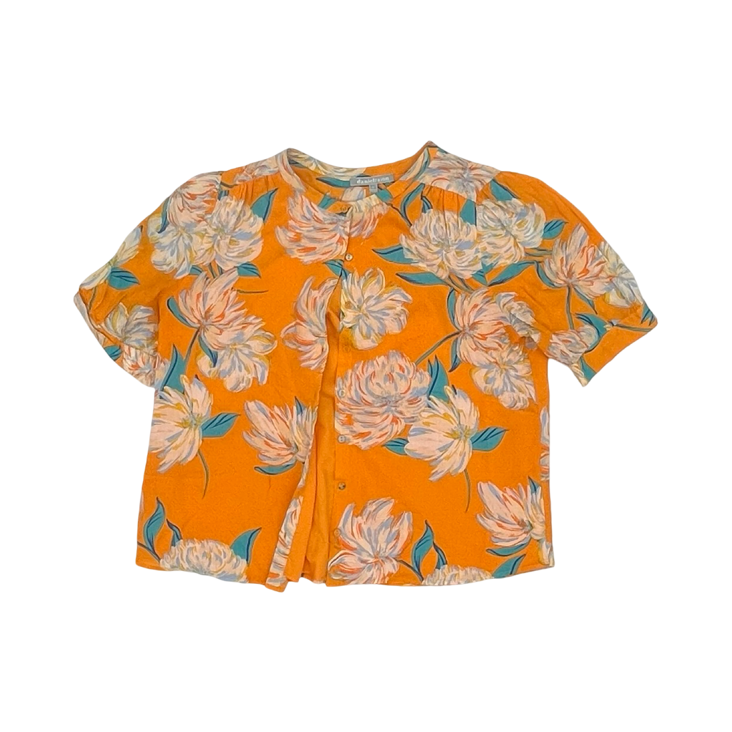 Blouse Ss By Daniel Rainn In Blue & Orange, Size:Xl