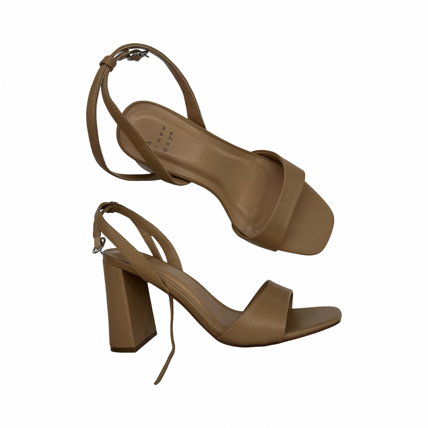 Sandals Heels Block By A New Day In Tan, Size:9.5