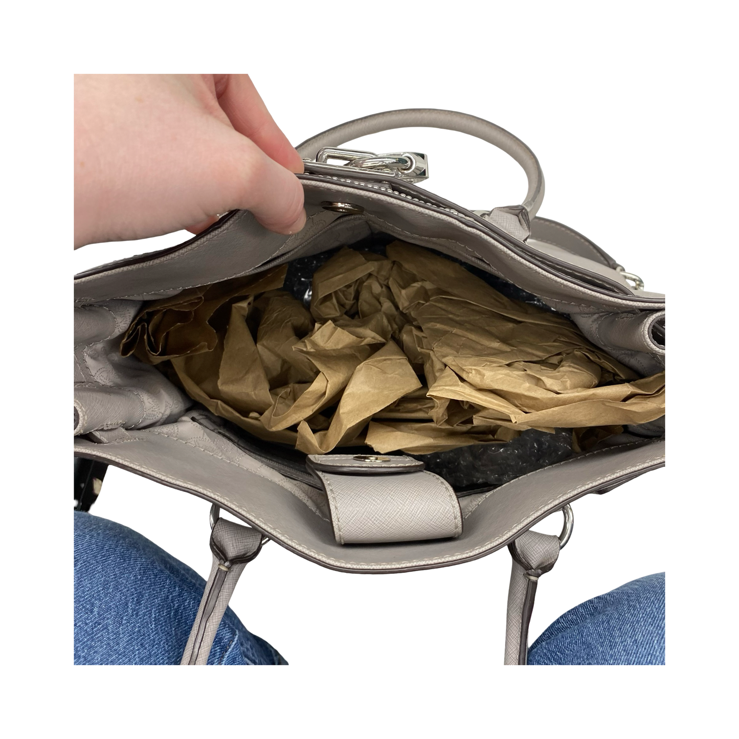 Handbag Designer By Michael Kors In Grey, Size:Large