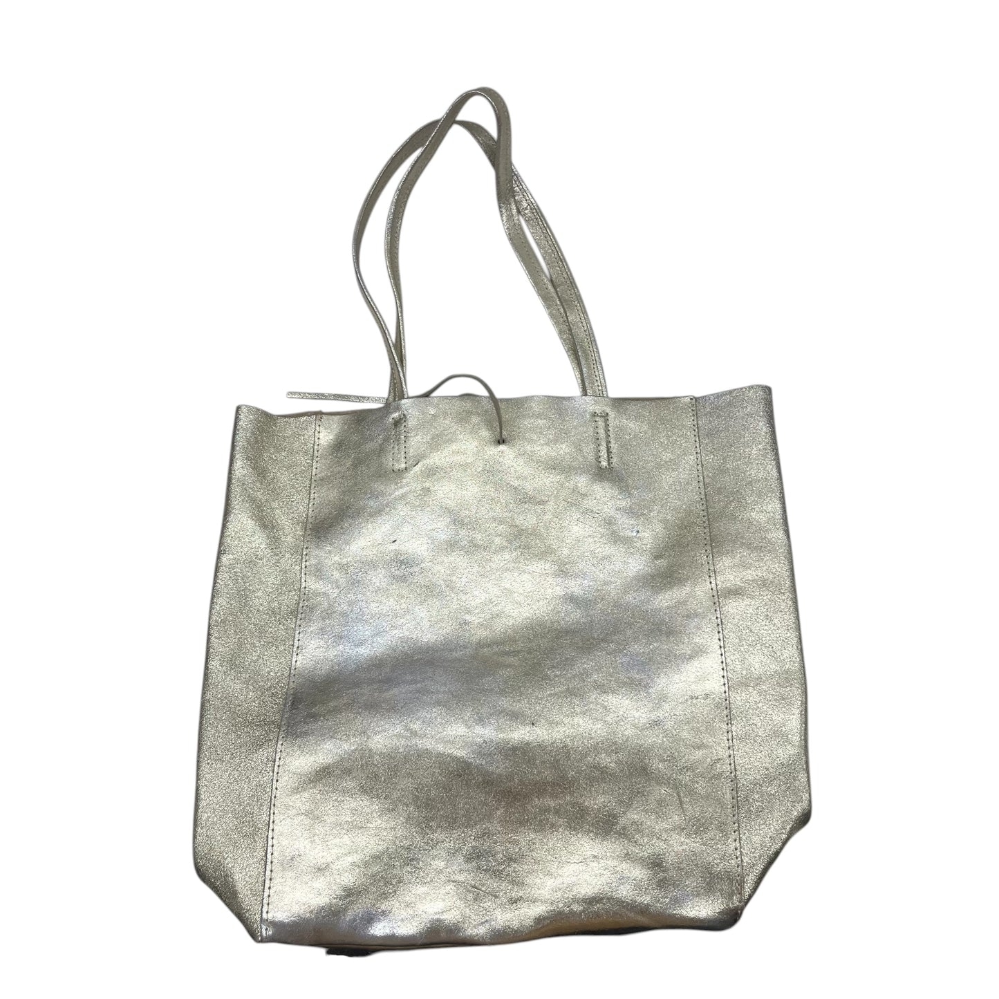 Handbag Leather By Clothes Mentor In Gold, Size:Medium