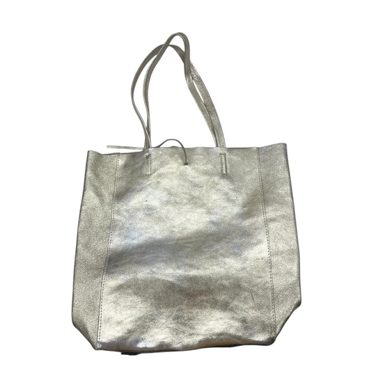 Handbag Leather By Clothes Mentor In Gold, Size:Medium