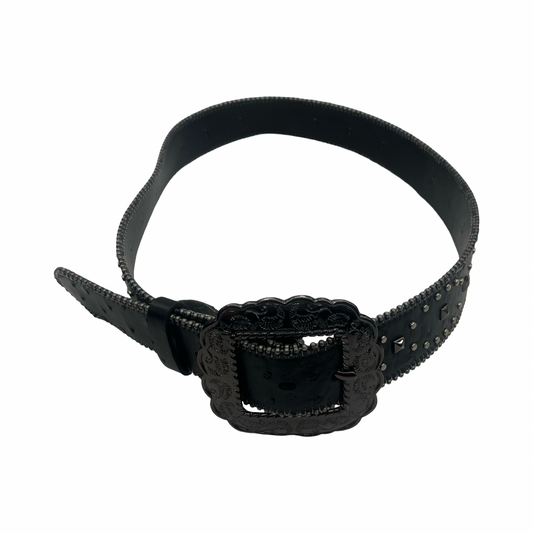 Belt Leather By Clothes Mentor In Black & Silver
