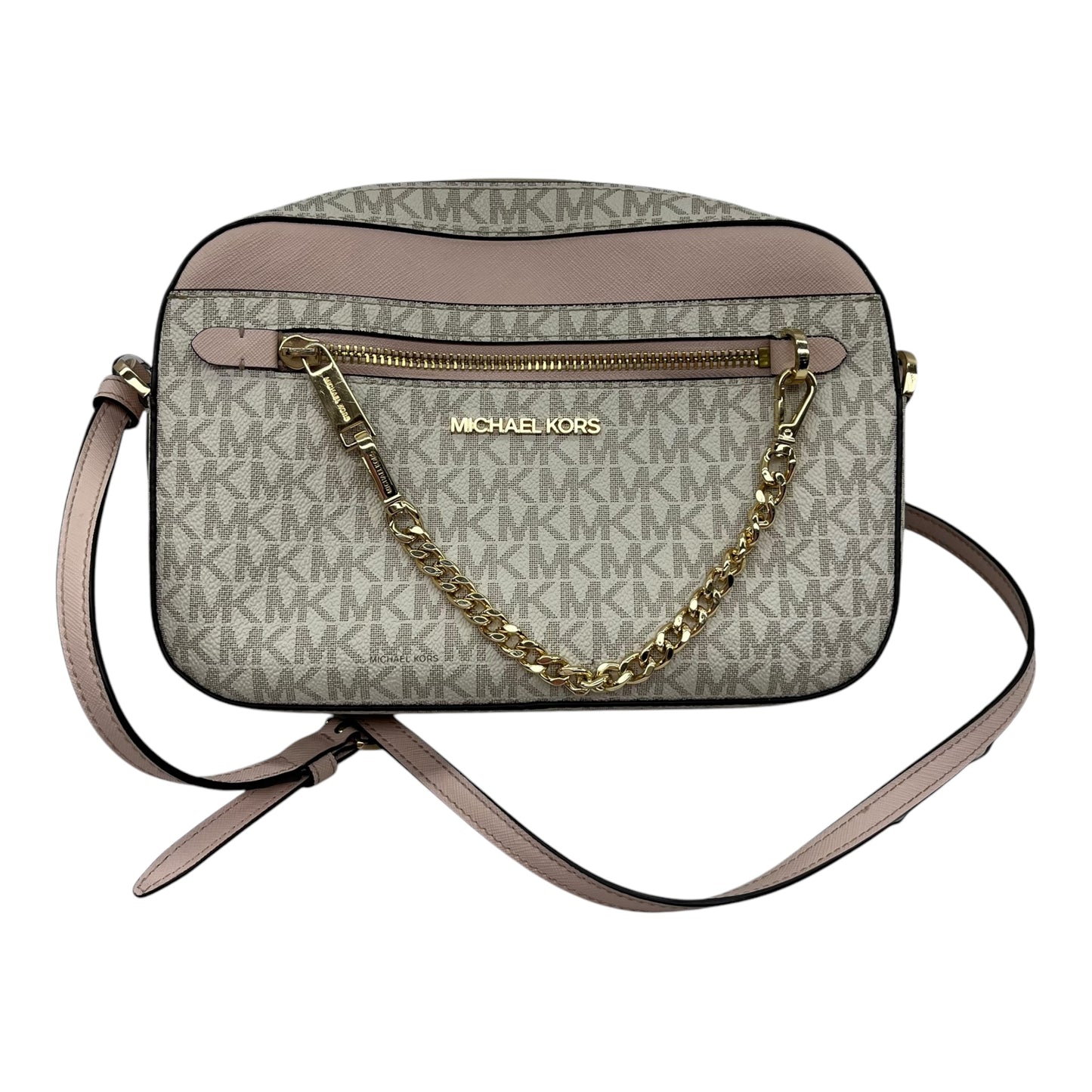 Crossbody Designer By Michael Kors In Pink & White, Size:Small