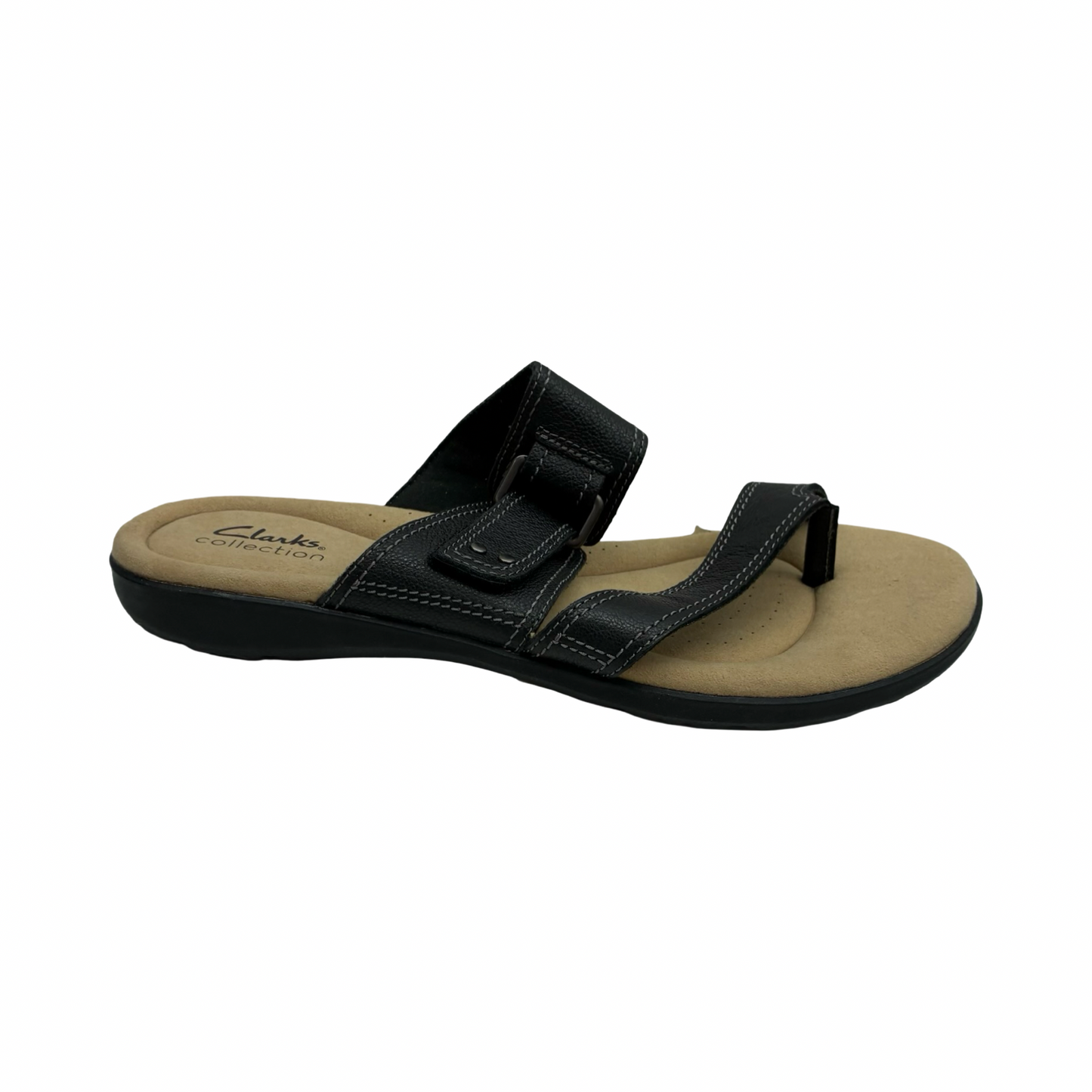 Sandals Flats By Clarks In Black, Size:9.5