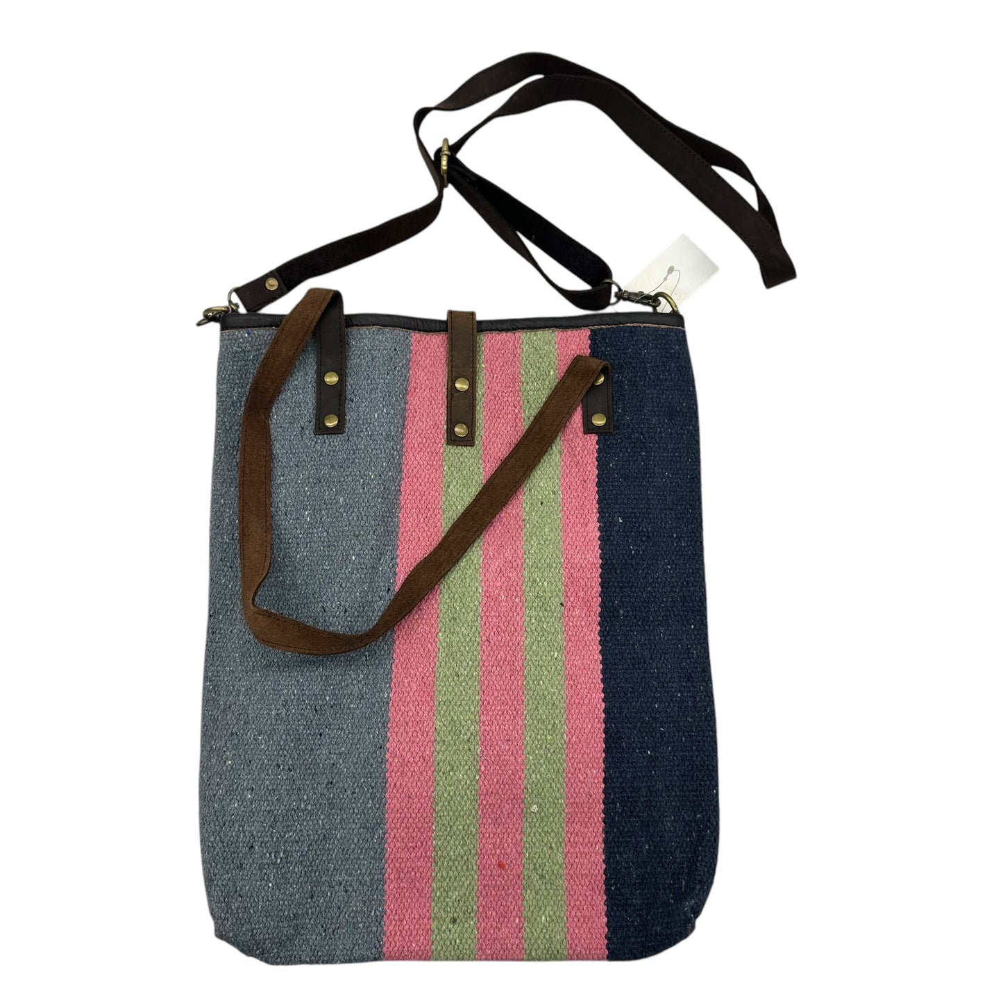 Tote Leather By Clothes Mentor In Striped Pattern, Size:Medium