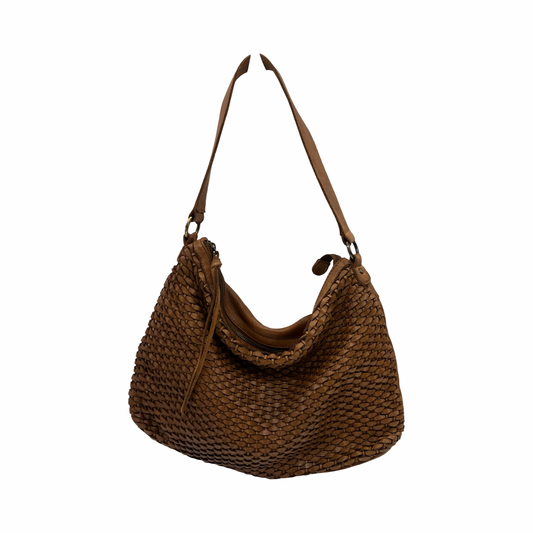 Handbag Leather By Clothes Mentor In Brown, Size:Medium