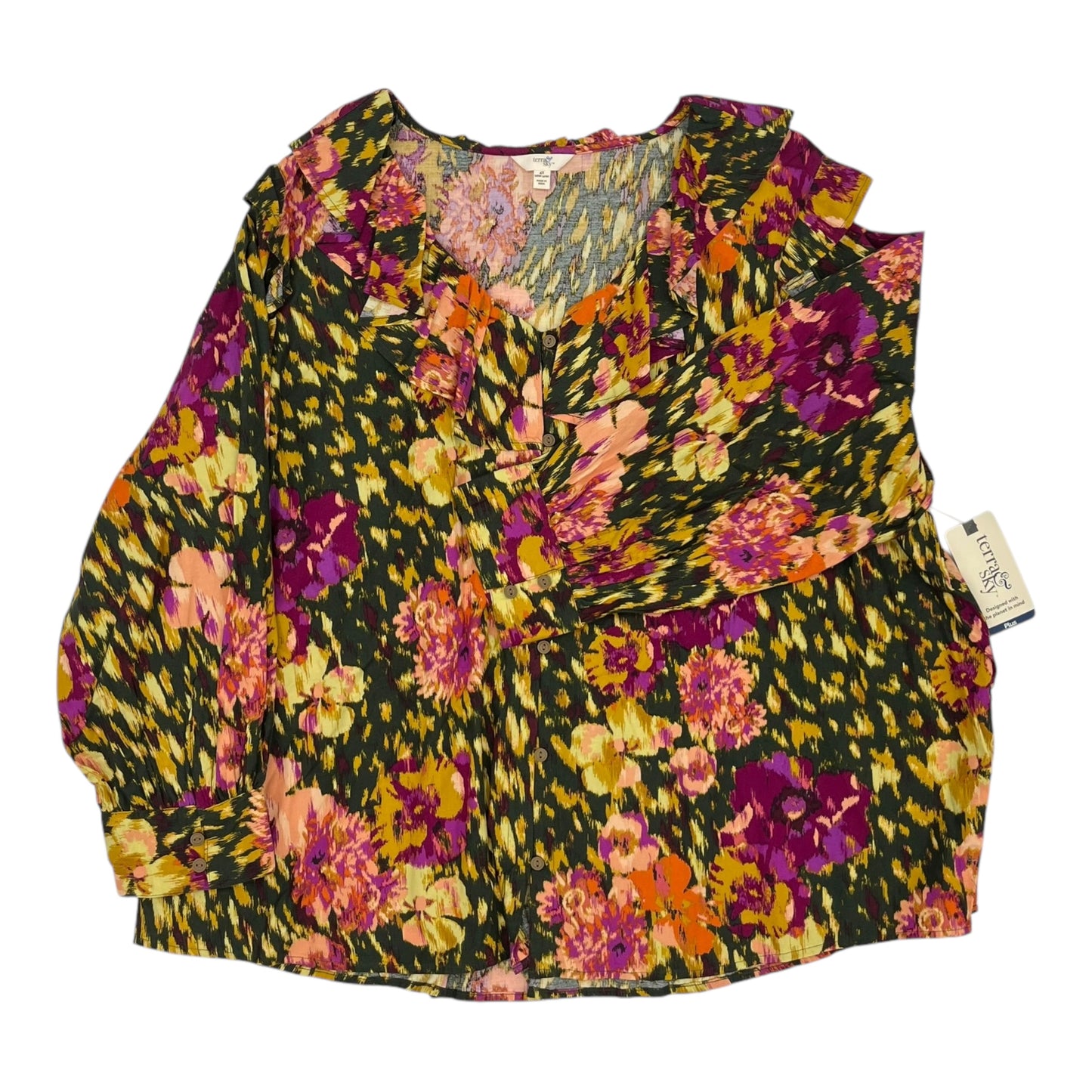 Top Ls By Terra & Sky In Green, Size:4X