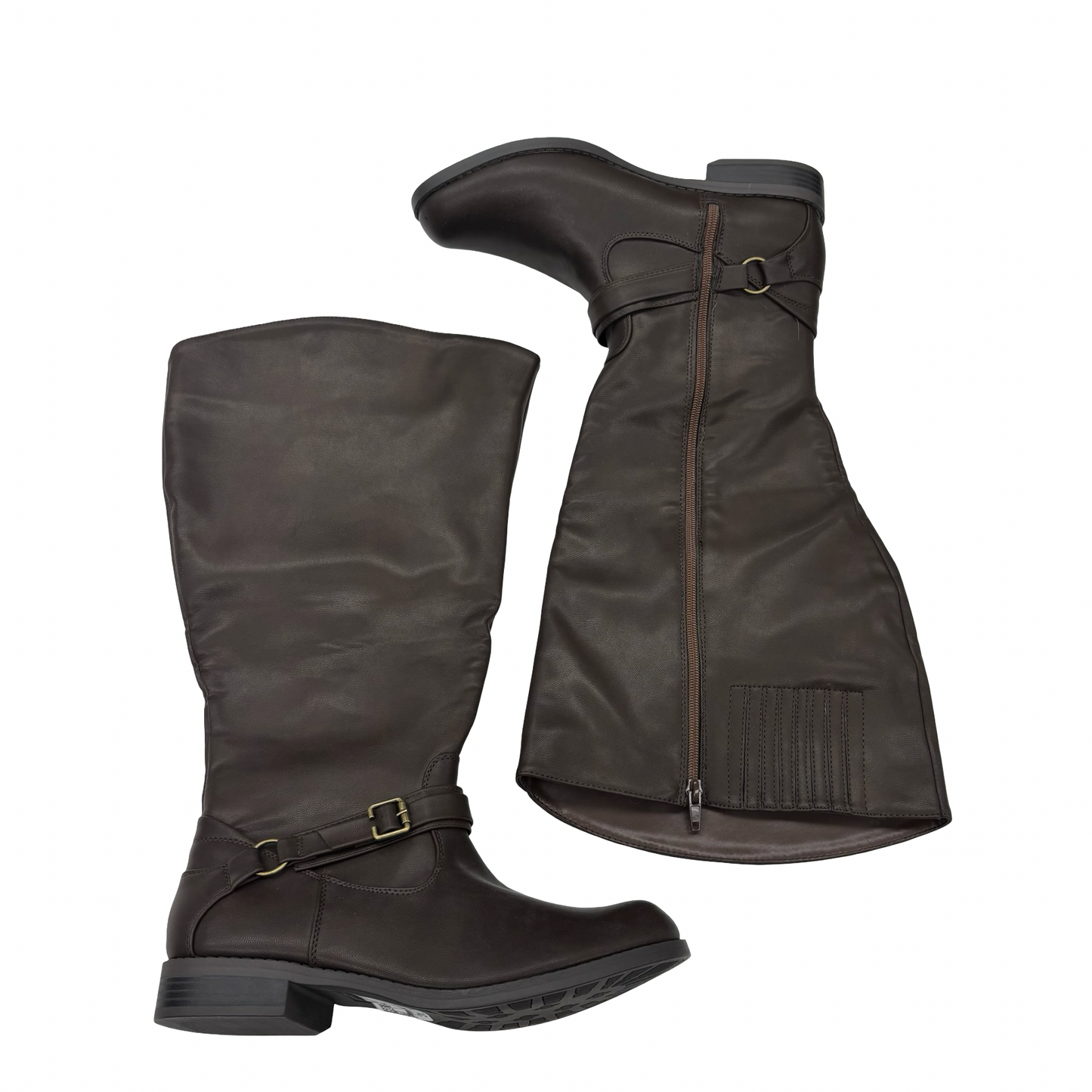 Boots Knee Flats By Easy Street In Brown, Size:11