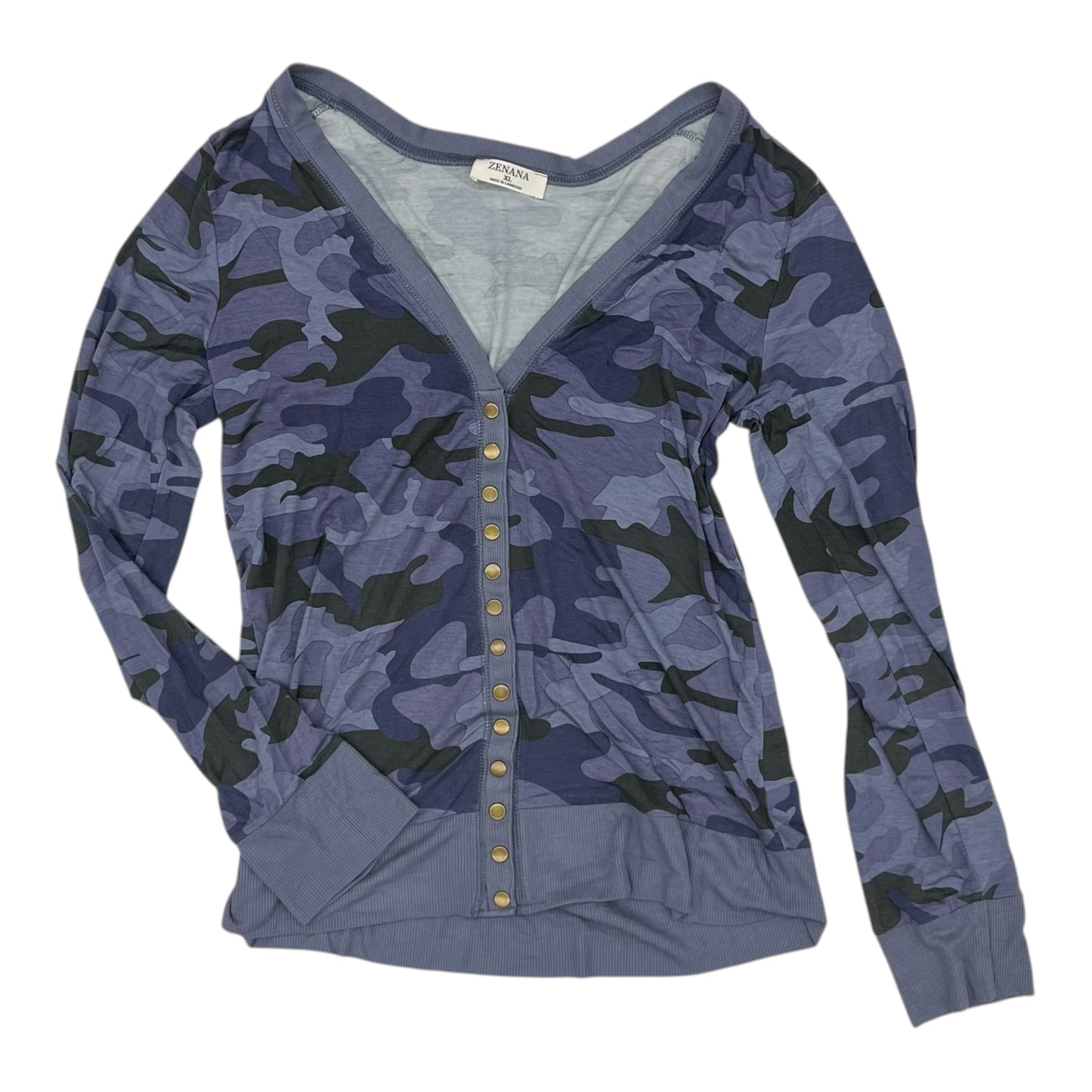 Cardigan By Zenana In Camouflage Print, Size:Xl